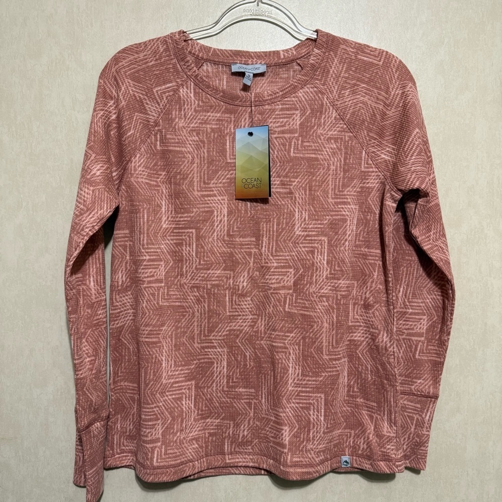 NWT Ocean & Coast Pink Geometric Print Long Sleeve Thermal Top